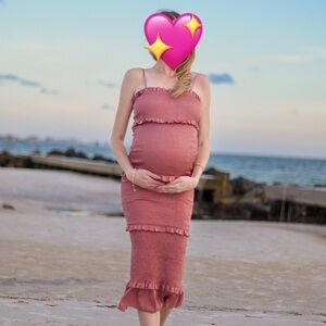 Pinkblush Ruffled Pink Maternity Dress
